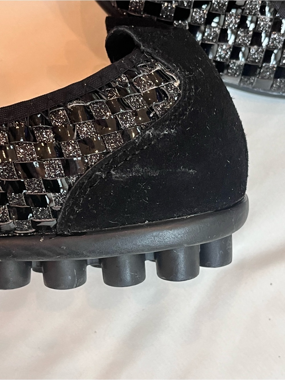 Bernie Mev Black Woven Shimmer Sparkle Balletcore Slip On Flats Size 9 - Picture 13 of 14